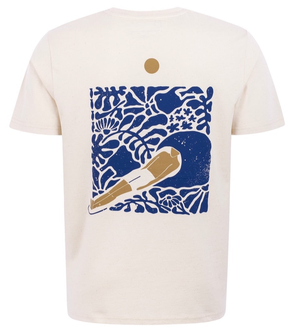 the salty circle organic cotton t-shirt graphic surfer