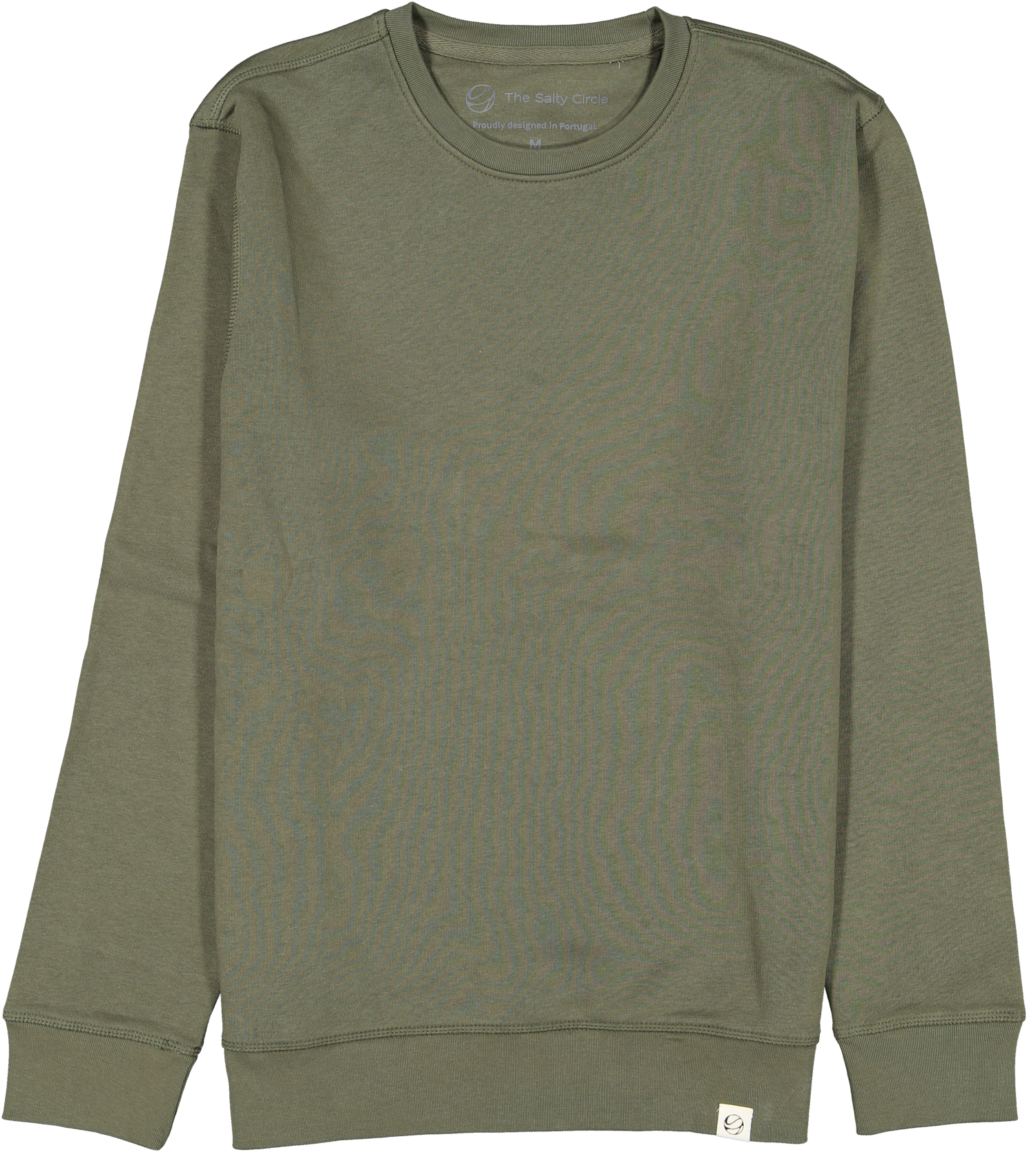 Khaki Green crewneck sweatshirt organic cotton surf waves