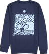 Navy crewneck sweatshirt organic cotton surf waves