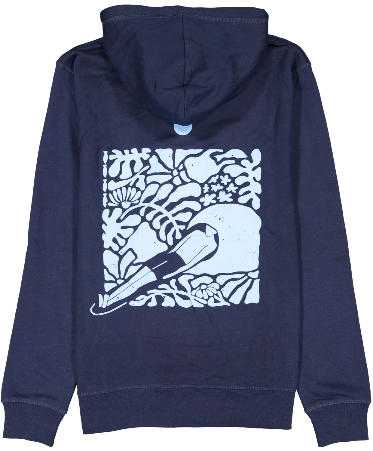 Navy Blue hoodie sweatshirt organic cotton surf waves