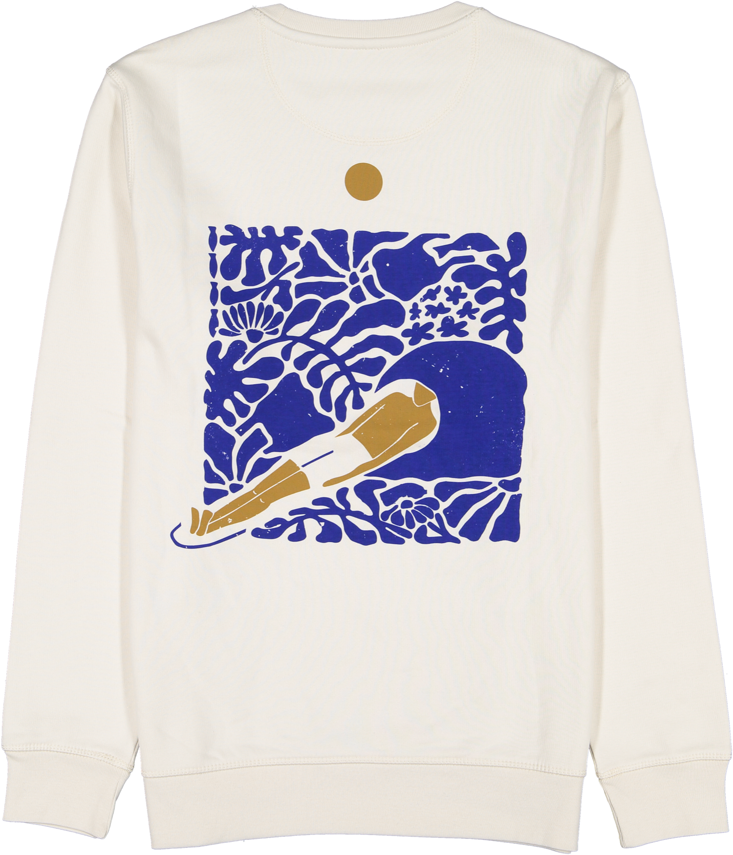 Ivory crewneck sweatshirt organic cotton surf waves